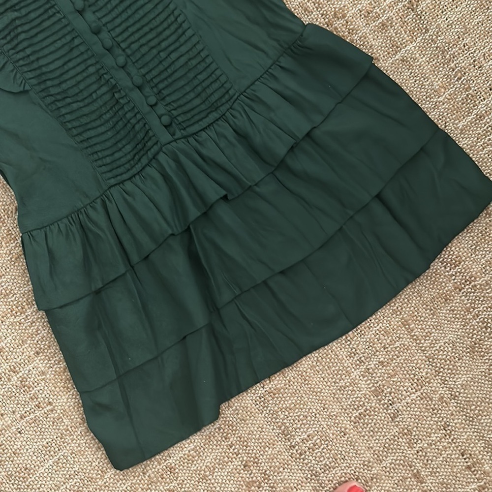 Ya Los Angeles Dark Green Ruffle Dress Medium - Picture 3 of 7